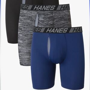 Hanes 3 Pack Small Mens Black Long Leg Boxer Briefs